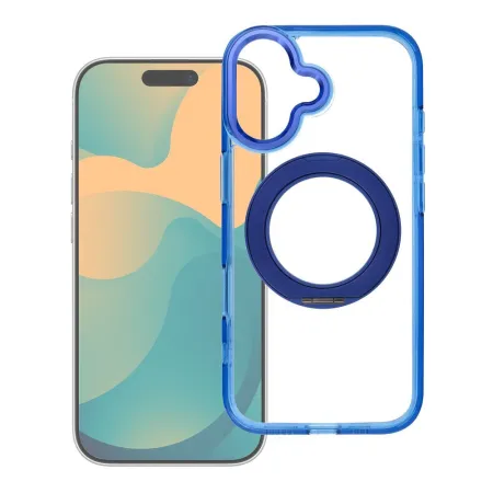 Etui na iPhone 13 PRO Frame Circle Stand zgodne z MagSafe granatowe
