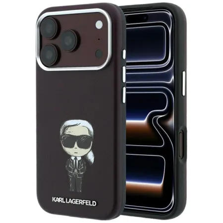 KARL LAGERFELD futerał do IPHONE 18 Pro Max/ 17 Pro max kompatybilny z MagSafe (Smooth Ikonik Sketch) burgundowy