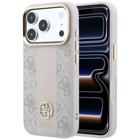 GUESS futerał do IPHONE 18 Pro/17 Pro kompatybilny z MagSafe (Stripe Round and Classic Logos 4G) różowy