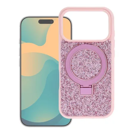 Etui na iPhone 12 / 12 Pro Quartz Circle Stand Mag Cover różowe