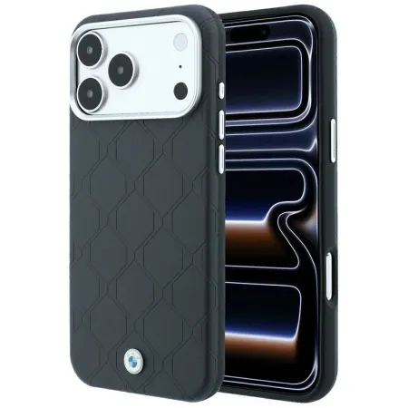 BMW futerał do IPHONE 18 Pro/17 Pro kompatybilny z MagSafe (Sign Deboss Quilted Metal Logo) antracytowy