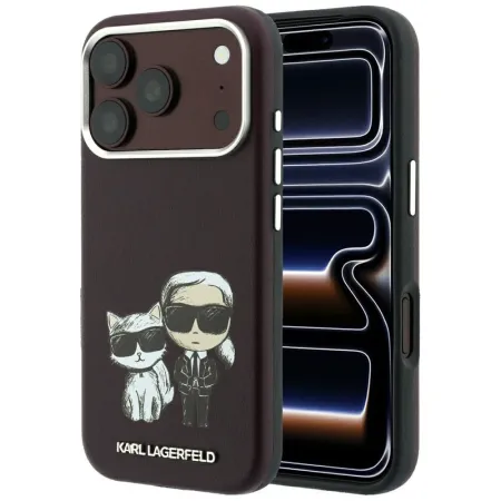 KARL LAGERFELD futerał do IPHONE 18 Pro Max/ 17 Pro Max kompatybilny z MagSafe (Smooth Karl & Choupette Bodies) burgundowy