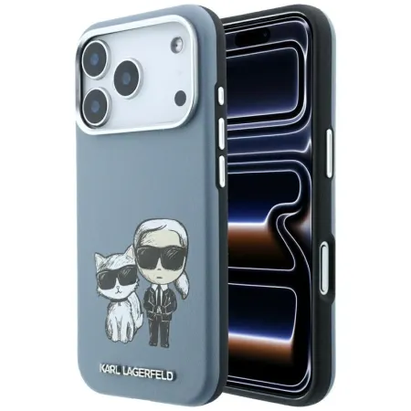 KARL LAGERFELD futerał do IPHONE 18 Pro Max/ 17 Pro Max kompatybilny z MagSafe (Smooth Karl & Choupette Bodies) jasno niebieski